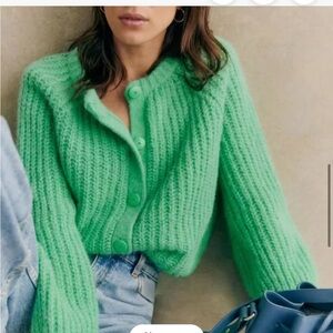 Sézane Emile Cardigan Bright Green - Size XXS - NWT